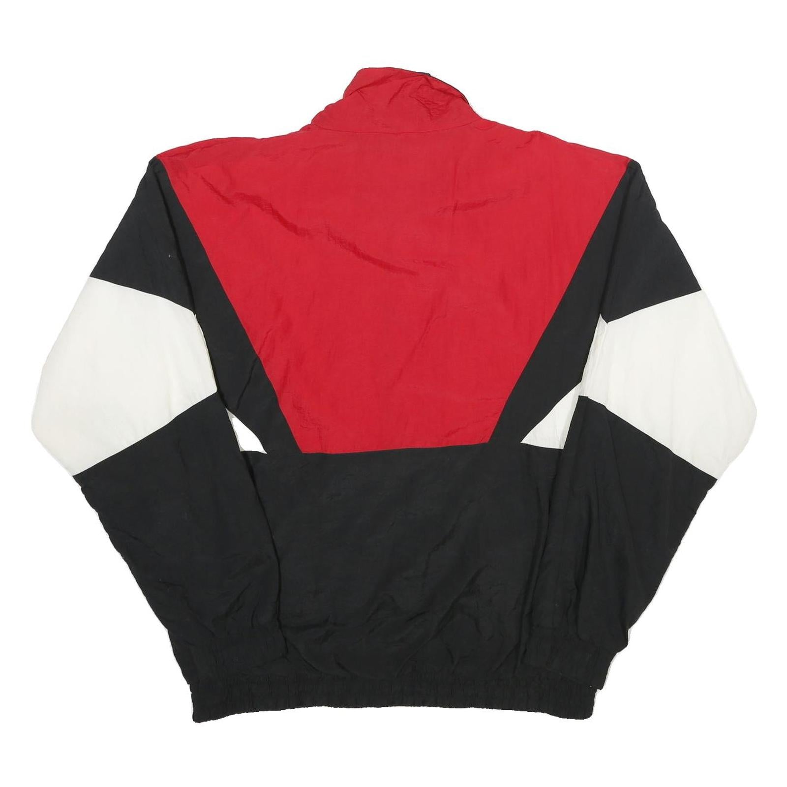 KOBE Mens Red & Black & White Nylon Jacket L Zip Casual Retro Colourblock