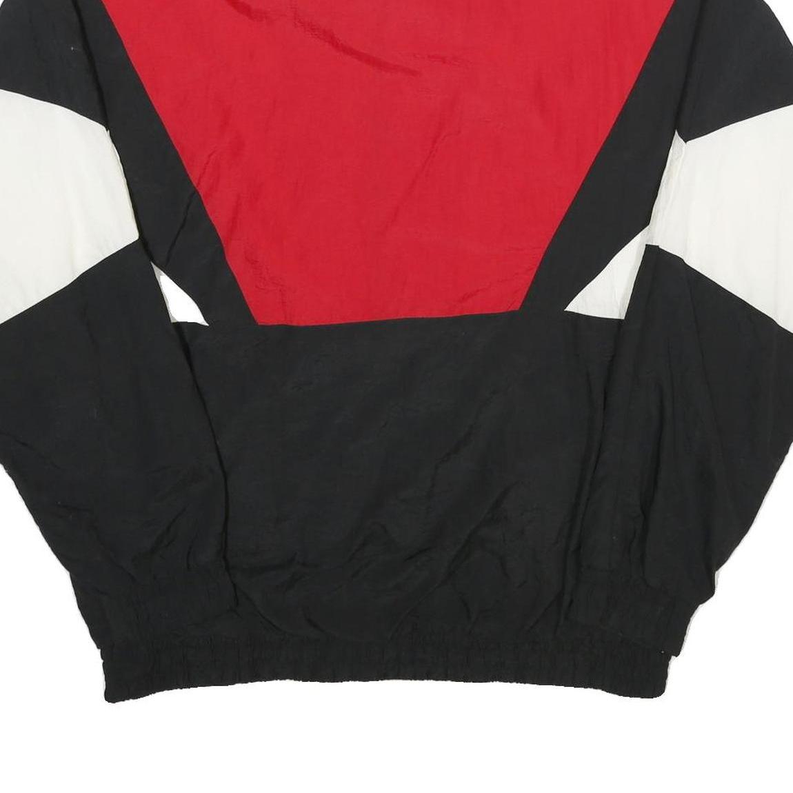 KOBE Mens Red & Black & White Nylon Jacket L Zip Casual Retro Colourblock