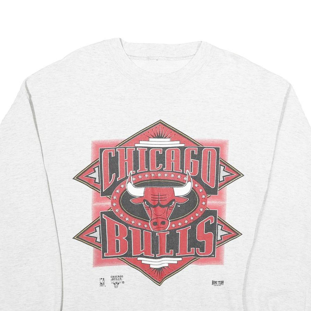 Mens White Chicago Bulls Crew Neck XL Cotton Blend Sweatshirt NBA Basket