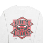 Mens White Chicago Bulls Crew Neck XL Cotton Blend Sweatshirt NBA Basket