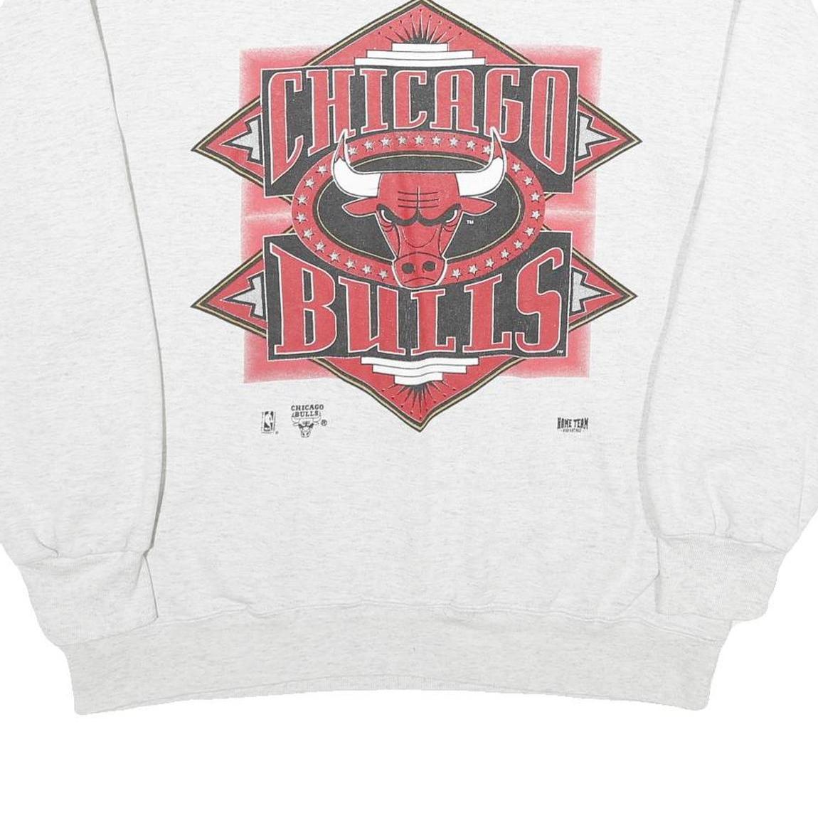 Mens White Chicago Bulls Crew Neck XL Cotton Blend Sweatshirt NBA Basket