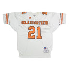 RUSSELL ATHLETIC Mens White & Orange Oklahoma State Graphic T-Shirt 2XL Short