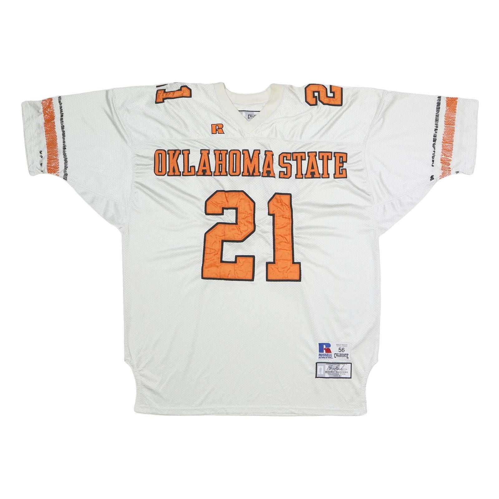 RUSSELL ATHLETIC Mens White & Orange Oklahoma State Graphic T-Shirt 2XL Short