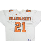 RUSSELL ATHLETIC Mens White & Orange Oklahoma State Graphic T-Shirt 2XL Short