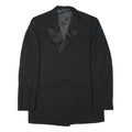 FREY Mens Black Wool Blend Double Breasted M Jacket Pinstripe Formal Button
