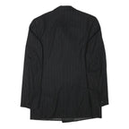 FREY Mens Black Wool Blend Double Breasted M Jacket Pinstripe Formal Button