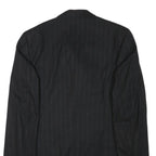 FREY Mens Black Wool Blend Double Breasted M Jacket Pinstripe Formal Button