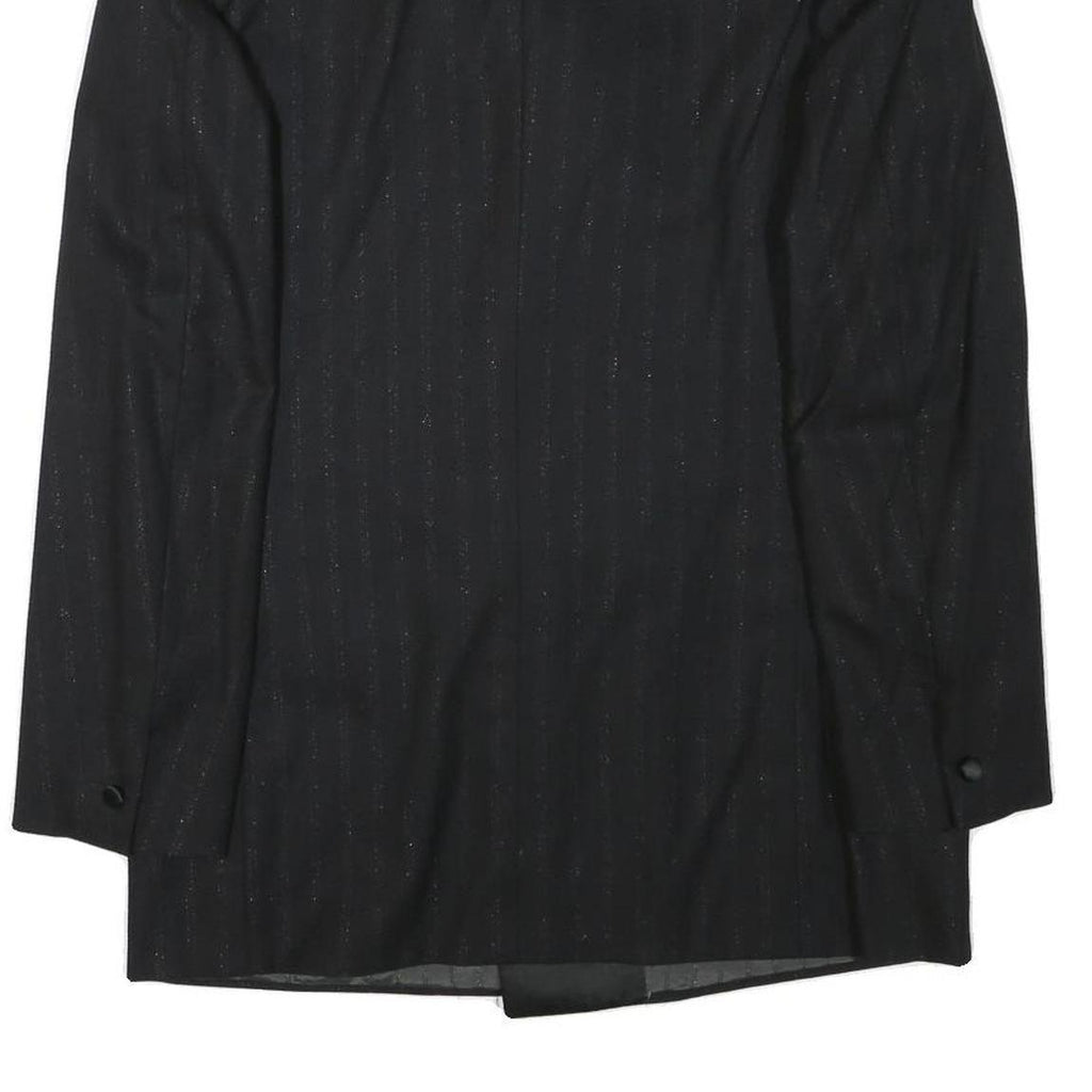 FREY Mens Black Wool Blend Double Breasted M Jacket Pinstripe Formal Button