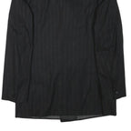 FREY Mens Black Wool Blend Double Breasted M Jacket Pinstripe Formal Button