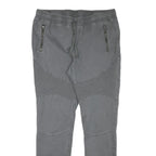 RAINBOW Mens Grey Slim Drawstring Cotton Blend Trousers W34 L31 Zip Pockets