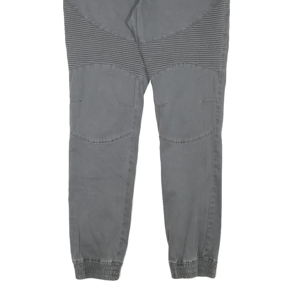 RAINBOW Mens Grey Slim Drawstring Cotton Blend Trousers W34 L31 Zip Pockets