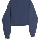 ELLESSE Womens Navy Blue Cropped Pullover Hoodie UK 6 Logo Tape Sleeves