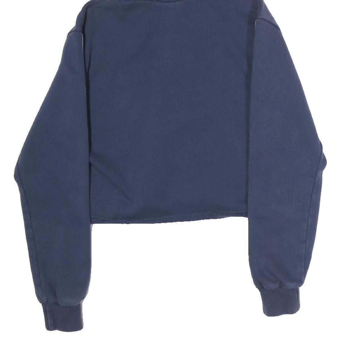 ELLESSE Womens Navy Blue Cropped Pullover Hoodie UK 6 Logo Tape Sleeves