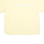 CHAMPION Womens Yellow Cotton Blend T-Shirt XL Short Sleeve Crew Neck Logo