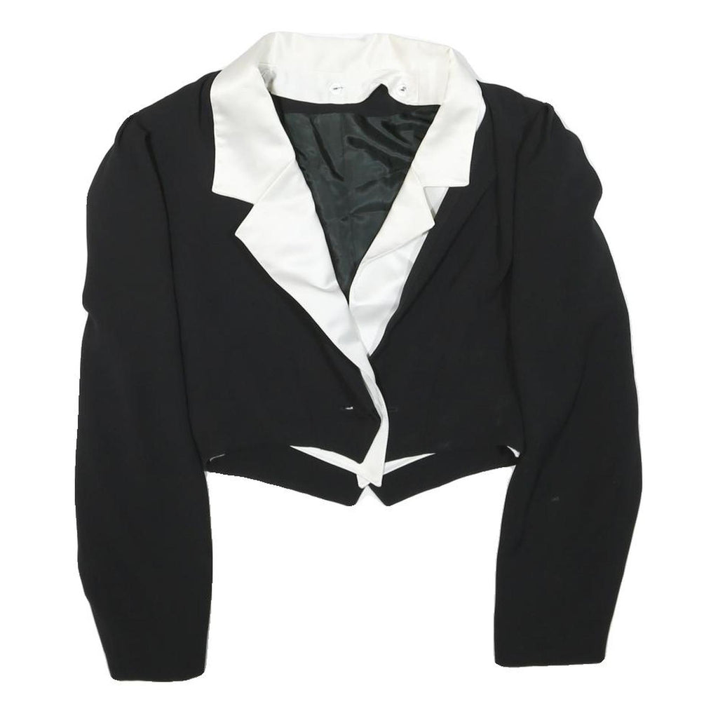 MUREK MODELL Womens Black & White Cropped Jacket UK 8 Polyester Classic Button