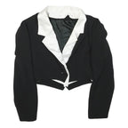 MUREK MODELL Womens Black & White Cropped Jacket UK 8 Polyester Classic Button