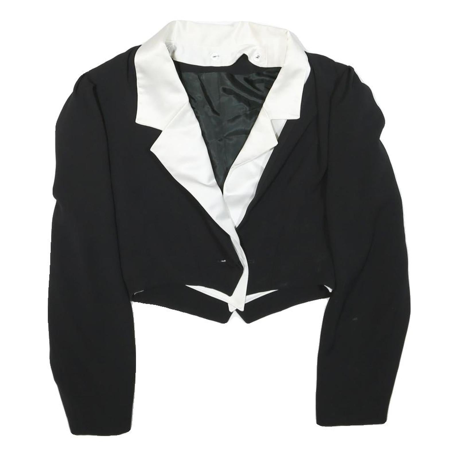MUREK MODELL Womens Black & White Cropped Jacket UK 8 Polyester Classic Button