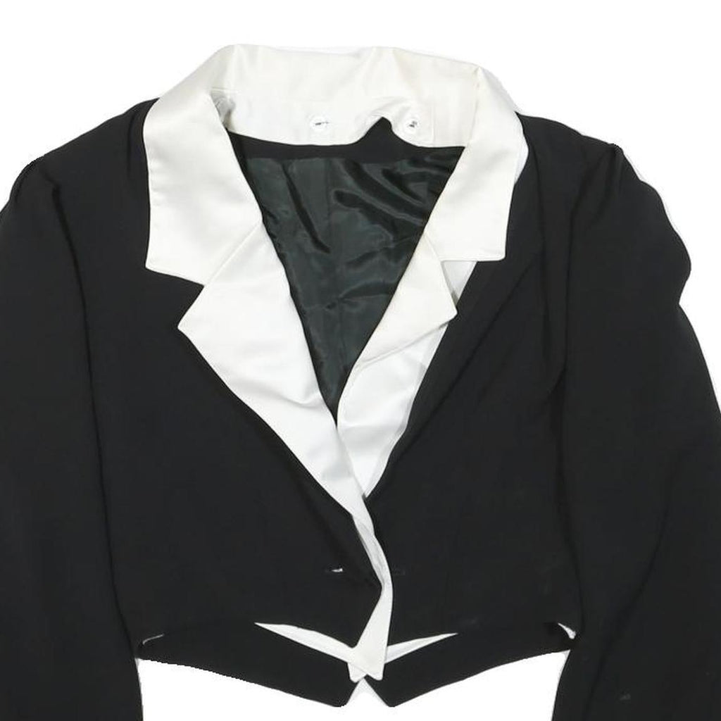 MUREK MODELL Womens Black & White Cropped Jacket UK 8 Polyester Classic Button