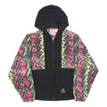 OCEAN EQUIPMENT Womens Black & Neon Zip Hooded Nylon Jacket XL Vibrant Pattern