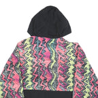 OCEAN EQUIPMENT Womens Black & Neon Zip Hooded Nylon Jacket XL Vibrant Pattern