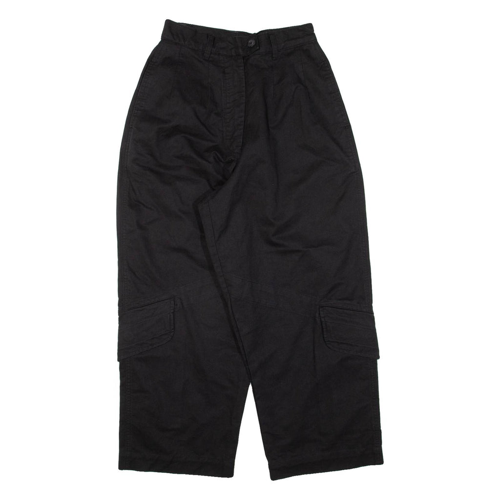 BLACK STUDIOS Cropped Womens Trousers Black Relaxed Straight W23 L23