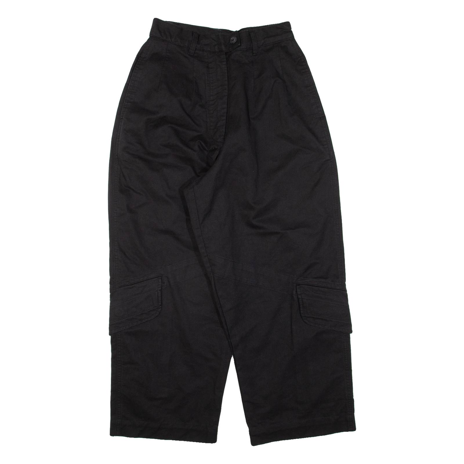 BLACK STUDIOS Cropped Womens Trousers Black Relaxed Straight W23 L23