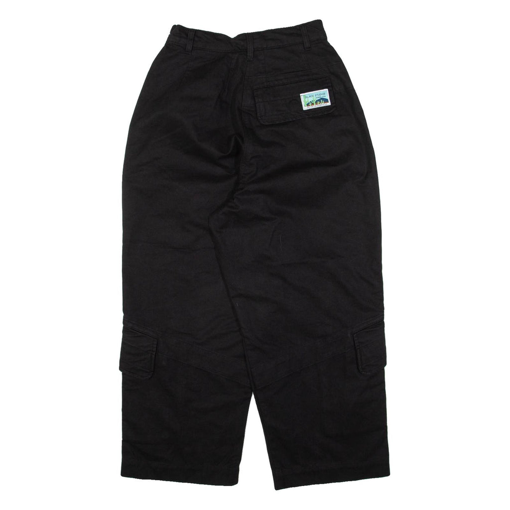 BLACK STUDIOS Cropped Womens Trousers Black Relaxed Straight W23 L23