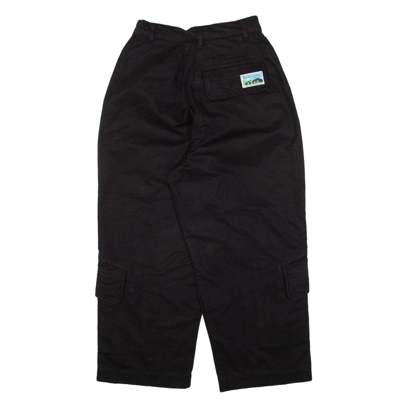 BLACK STUDIOS Cropped Womens Trousers Black Relaxed Straight W23 L23