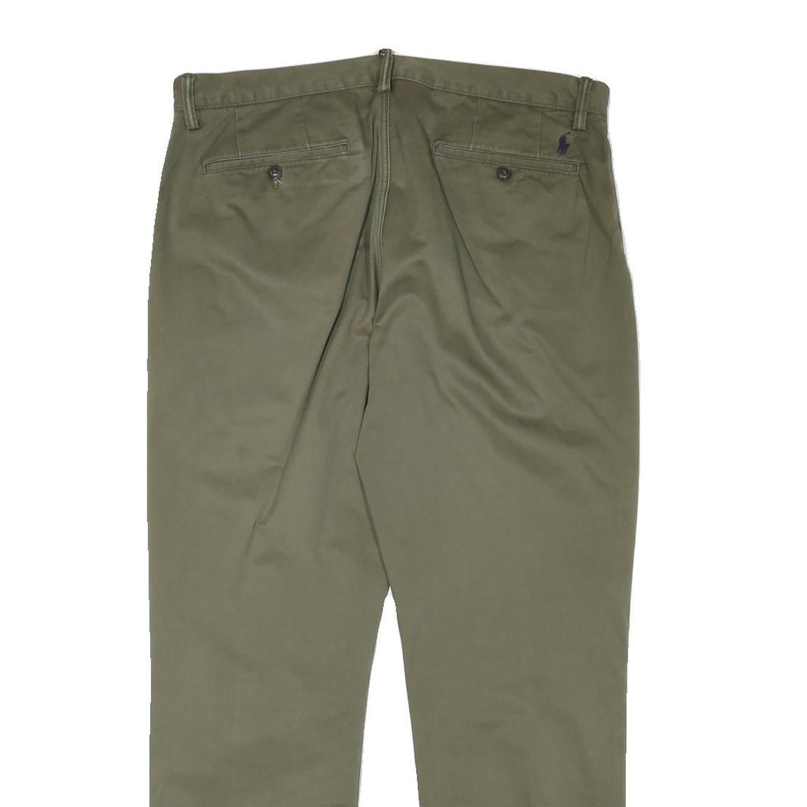 POLO RALPH LAUREN Mens Regular Fit Olive Cotton Blend Straight Leg Trousers W35