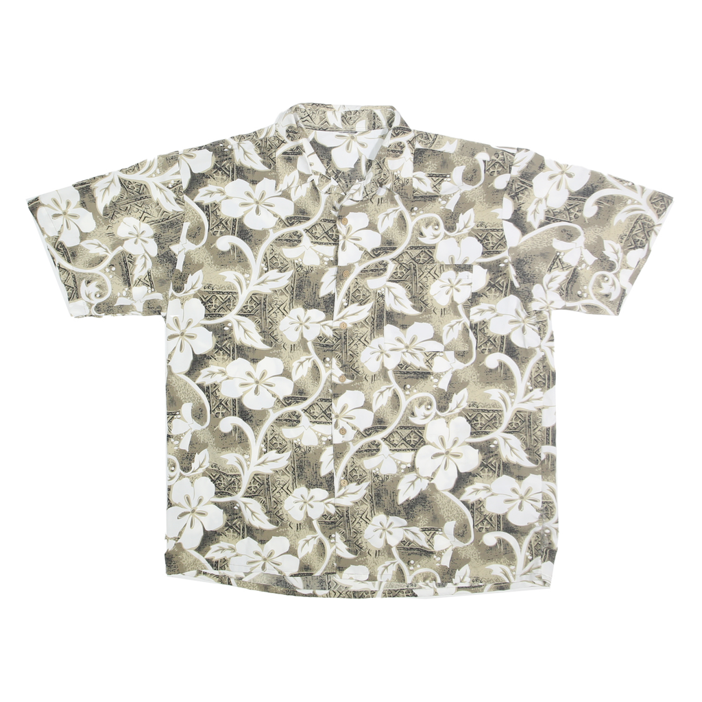 GEAR EXTREME Mens Beige & Cream Floral Synthetic Shirt 2XL Casual Summer Holiday