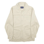 COLONIAL Mens Cream Cotton Button Jacket M Plain Casual Lightweight