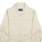 COLONIAL Mens Cream Cotton Button Jacket M Plain Casual Lightweight