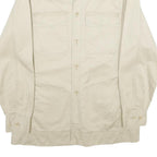 COLONIAL Mens Cream Cotton Button Jacket M Plain Casual Lightweight