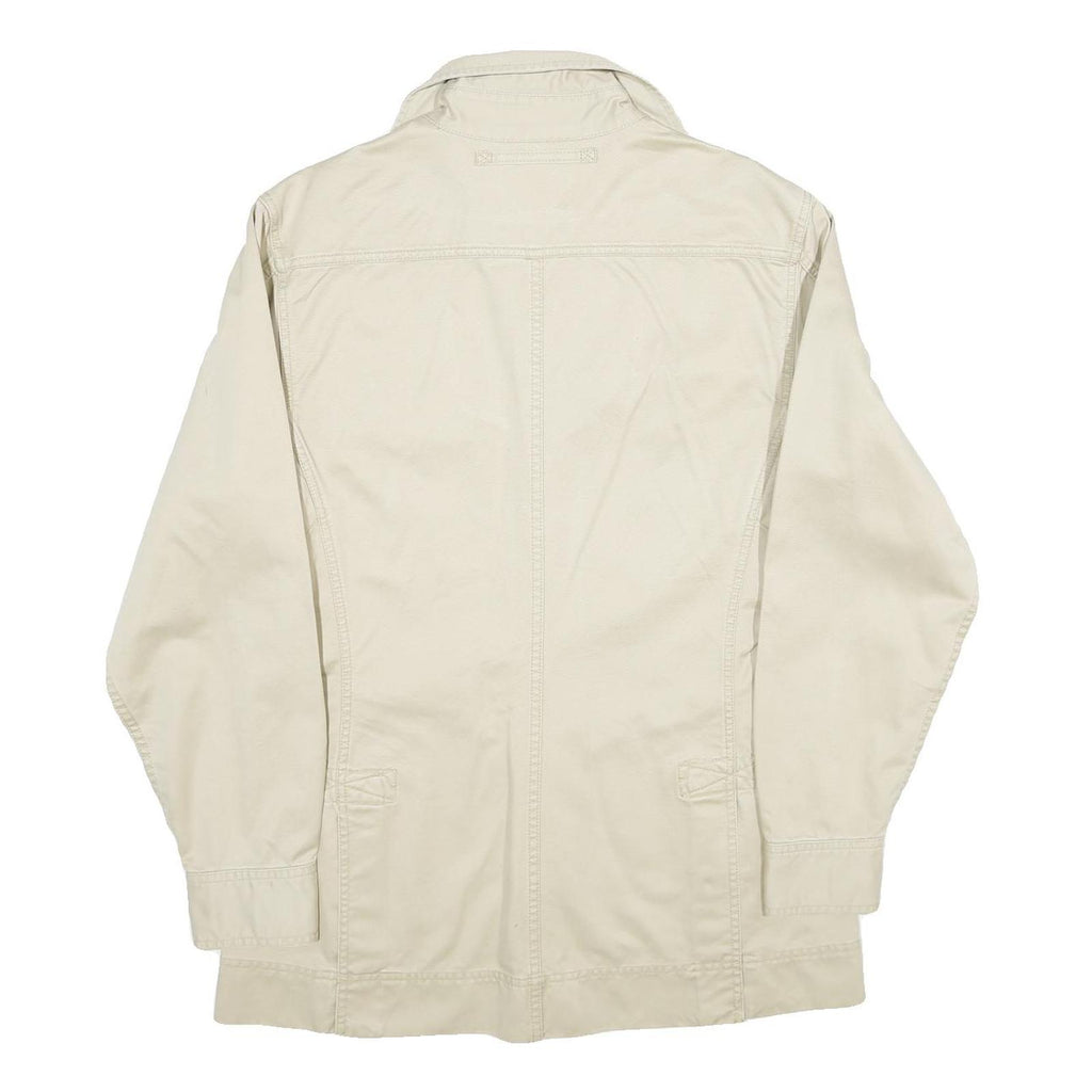 COLONIAL Mens Cream Cotton Button Jacket M Plain Casual Lightweight