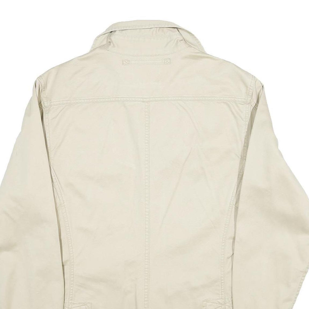 COLONIAL Mens Cream Cotton Button Jacket M Plain Casual Lightweight