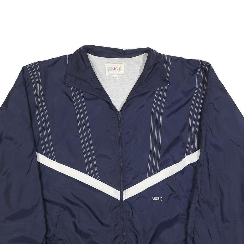 ARGUS Mens Navy Blue White Stripe Track Jacket L Polyester Blend Zip