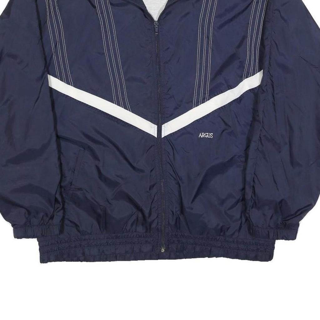 ARGUS Mens Navy Blue White Stripe Track Jacket L Polyester Blend Zip