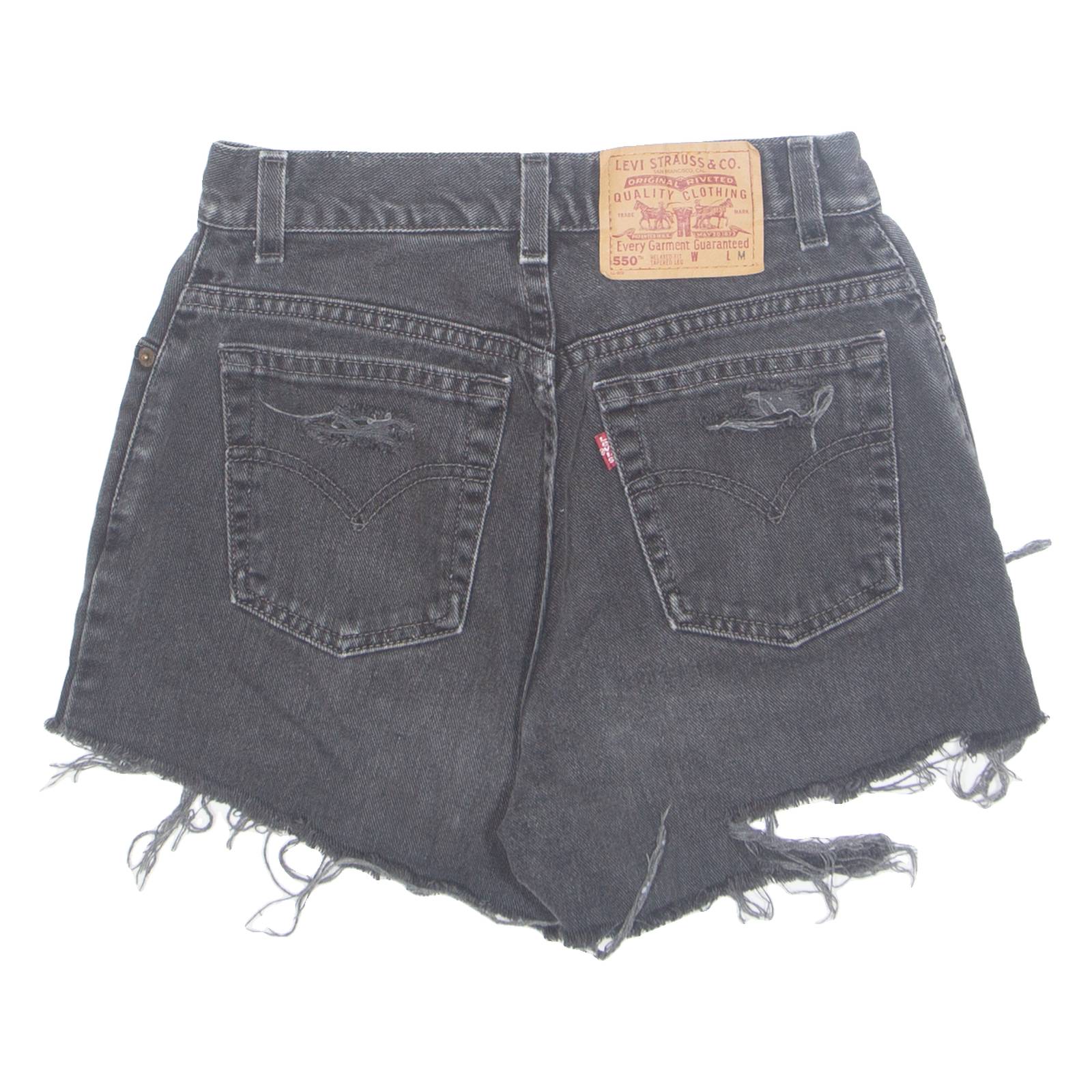 LEVI'S 550 Cut Off Womens Denim Shorts Black Relaxed XS W26