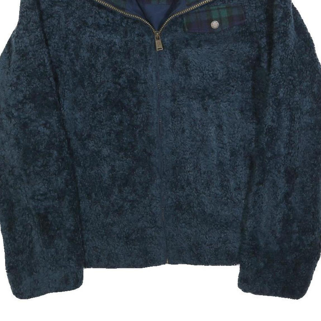 PENDLETON Womens Blue Polyester Blend Zip Jacket M Fleece Checked Trim Warm