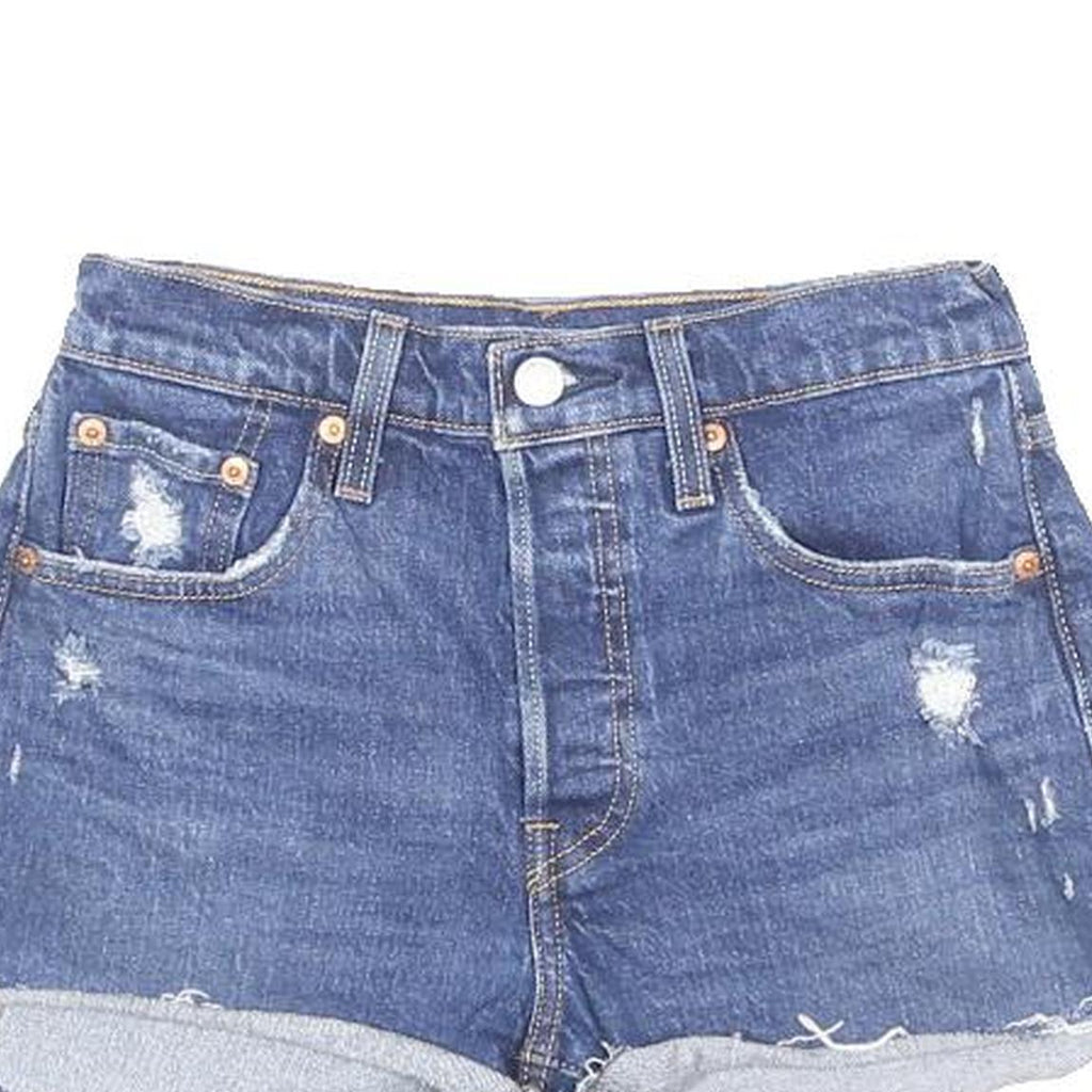 LEVI'S Womens Denim Blue Casual Shorts XS W24 Distressed Cut-Off