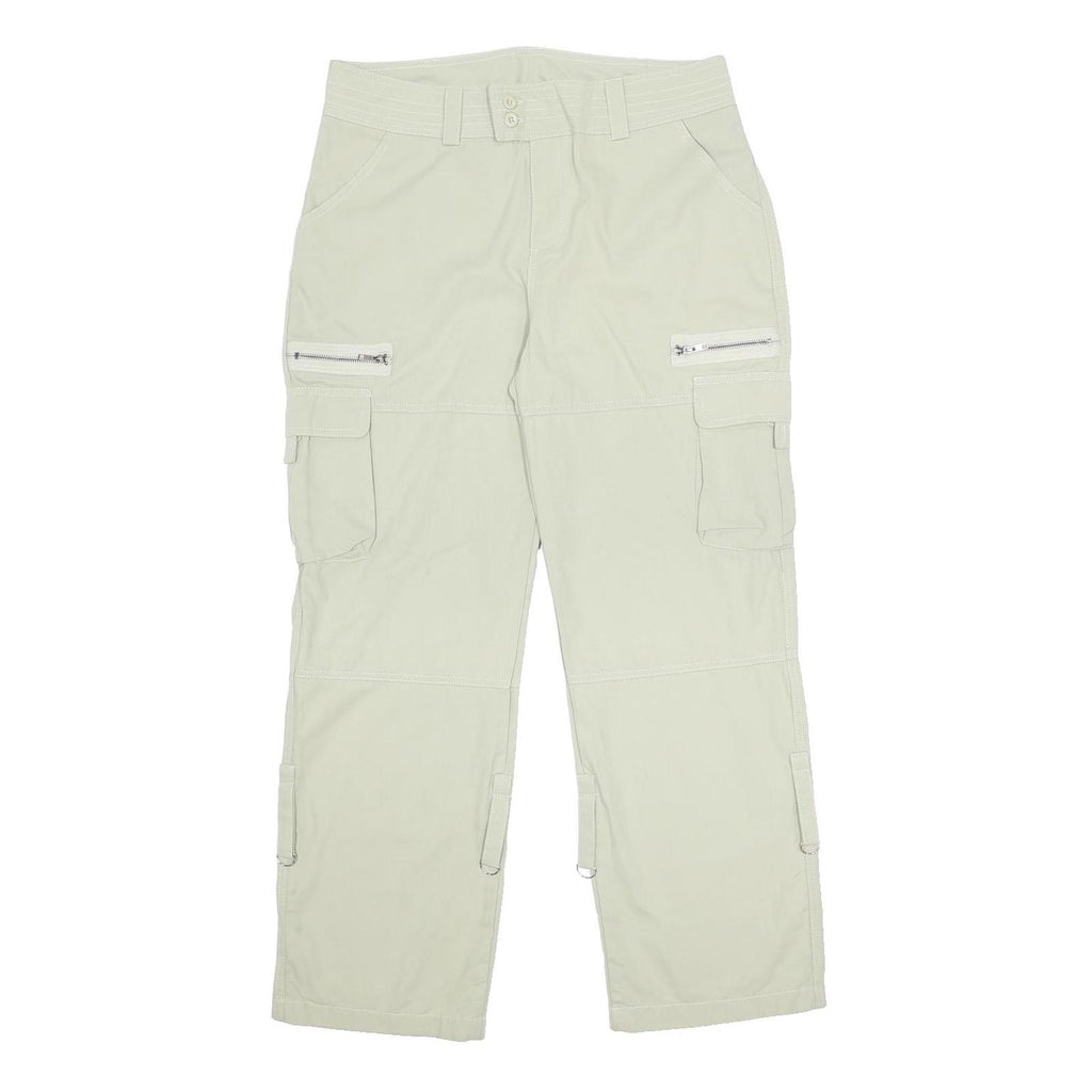 Womens Relaxed Fit Beige Cargo Trousers W34 L30 Woven Zip Pockets Casual