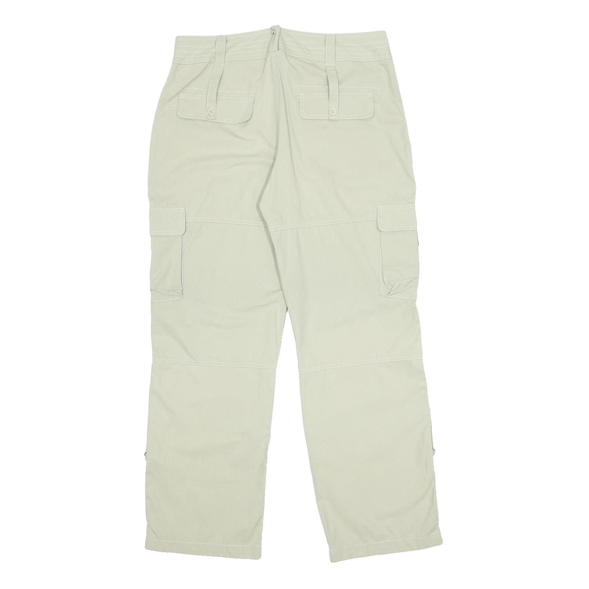Womens Relaxed Fit Beige Cargo Trousers W34 L30 Woven Zip Pockets Casual