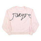 H&M Womens Pink Cotton Blend Crew Neck S Sweatshirt Tokyo Print Casual