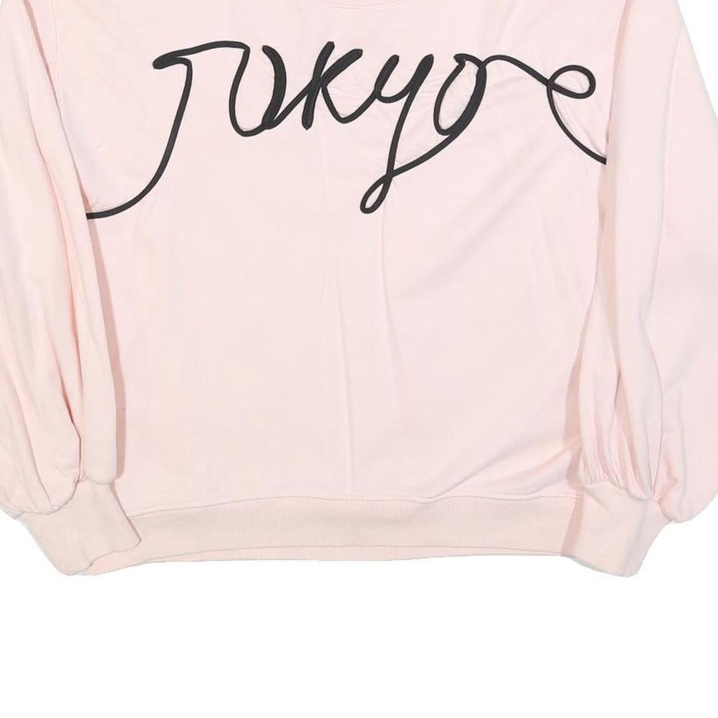 H&M Womens Pink Cotton Blend Crew Neck S Sweatshirt Tokyo Print Casual