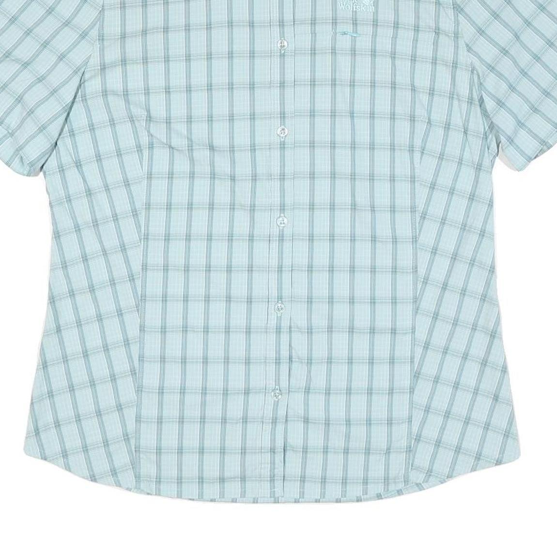 JACK WOLFSKIN Womens Blue & Grey Check Shirt L Lightweight Outdoor Button Shirt