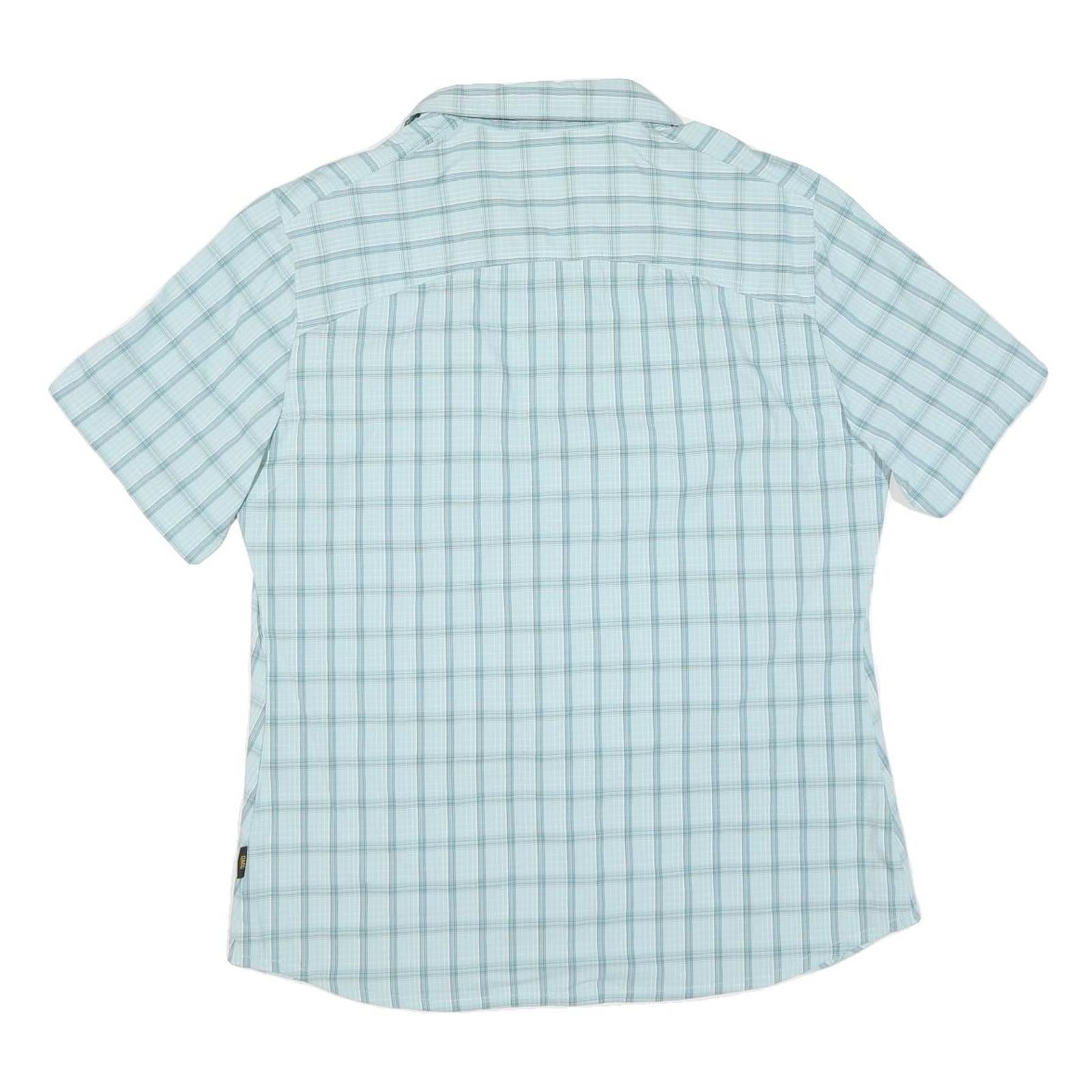 JACK WOLFSKIN Womens Blue & Grey Check Shirt L Lightweight Outdoor Button Shirt