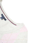 TOMMY HILFIGER Womens Cream & Pink Patterned V-Neck Basic Knit XL Jumper Cotton