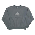 ADIDAS Mens Grey Cotton Blend Crew Neck Sweatshirt M Logo Pullover Casual