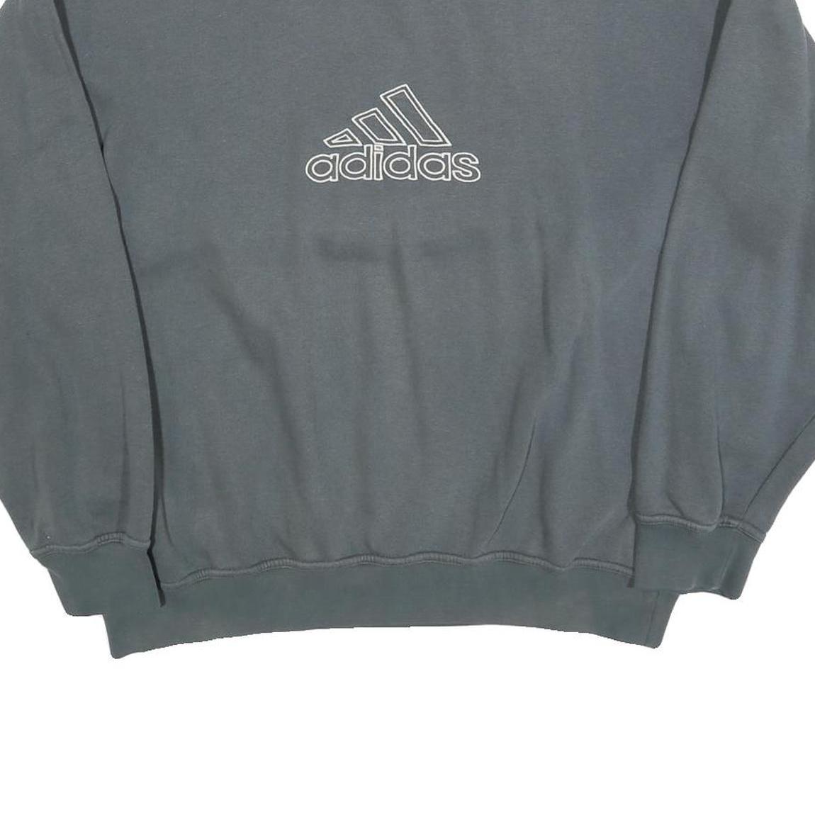 ADIDAS Mens Grey Cotton Blend Crew Neck Sweatshirt M Logo Pullover Casual