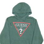GUESS Mens Green Pullover Hoodie S Cotton Blend Logo Print